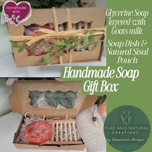 GOAT MILK 🐐, GLYCERINE, or HONEY🍯 5oz Soap🧼 w Natual LUFAH Inside! GIFT BOX🎁